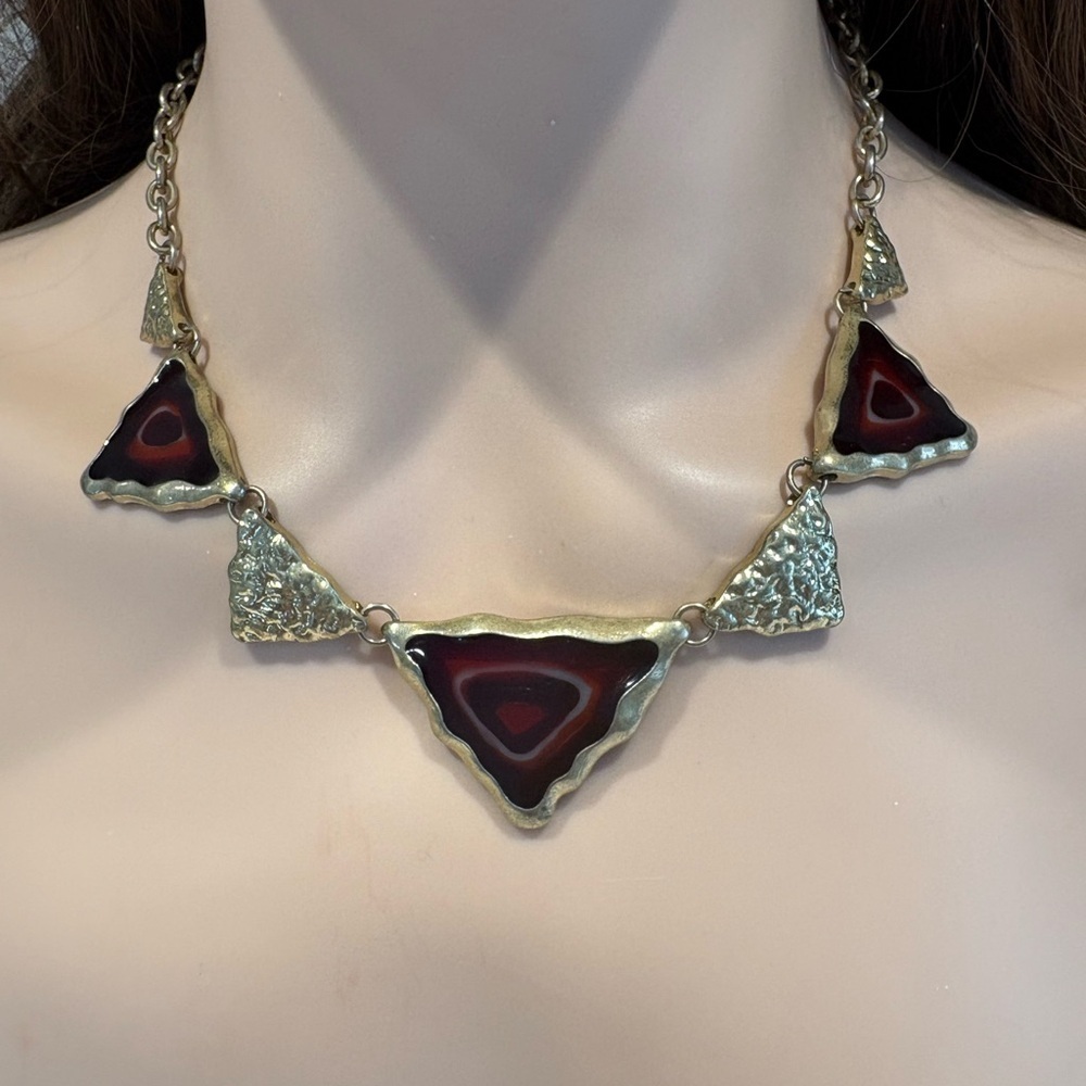 Vintage H. Dubin Modernist Geometric Necklace Statement Artisan Jewelry